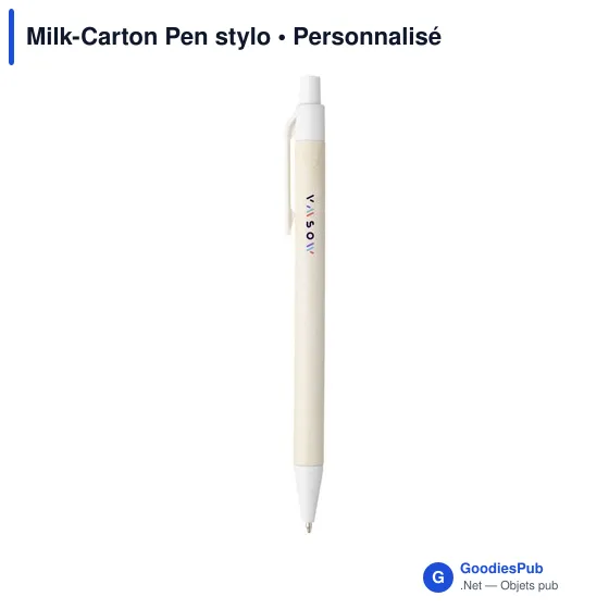 Stylo à bille personnalisable en brique de lait recyclée avec logo - Image 3
