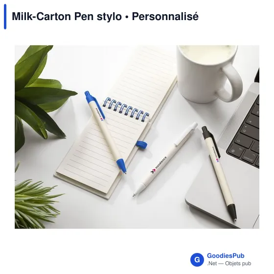 Stylo à bille personnalisable en brique de lait recyclée avec logo - Image 5