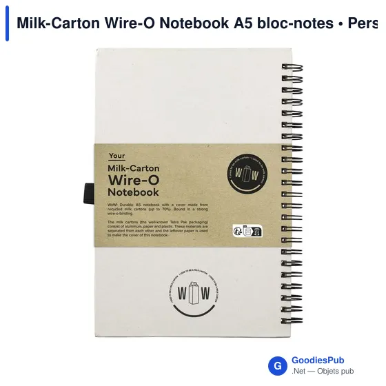 Carnet A5 personnalisable en briques de lait recyclées avec logo - Image 1