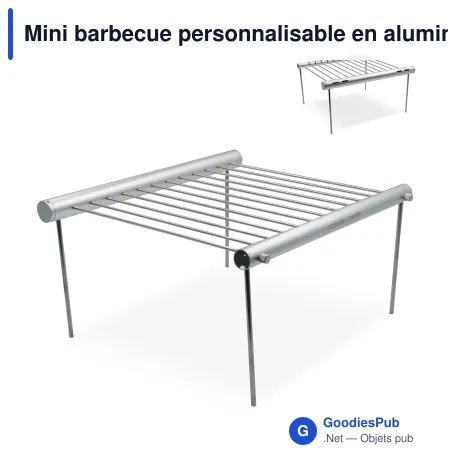 Mini barbecue personnalisable en aluminium et métal avec logo - Argent
