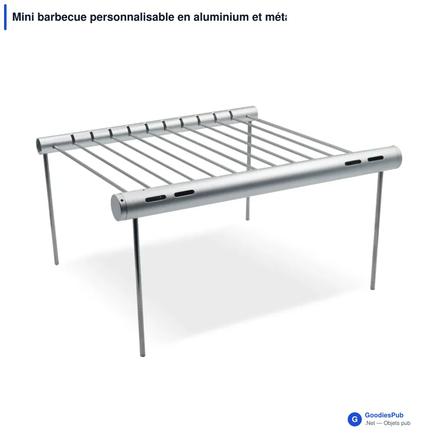 Mini barbecue personnalisable en aluminium et métal avec logo - Argent - Image 2