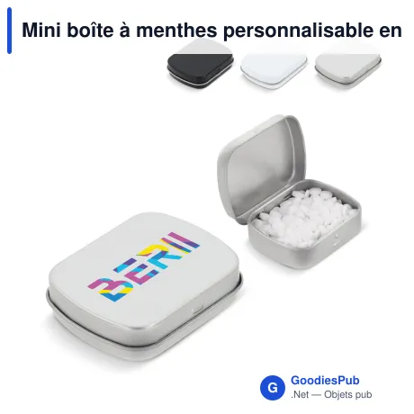 Mini boîte à menthes personnalisable en fer-blanc avec logo - Fer-blanc