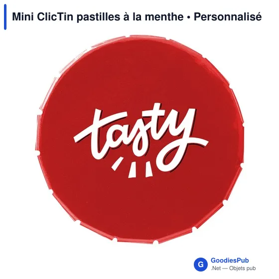Boîte distributrice personnalisable Mini ClicTin pour pastilles à la mentheavec logo - Image 2
