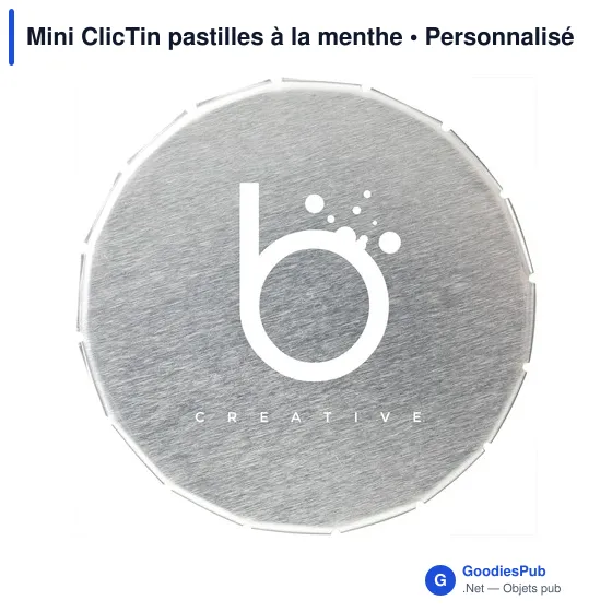 Boîte distributrice personnalisable Mini ClicTin pour pastilles à la mentheavec logo - Image 6
