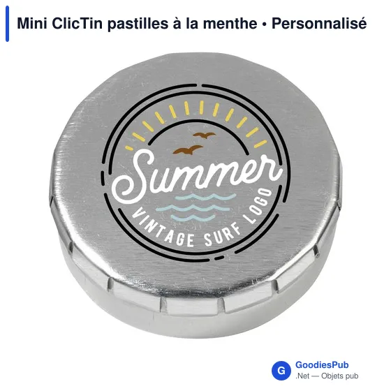 Boîte distributrice personnalisable Mini ClicTin pour pastilles à la mentheavec logo - Image 7