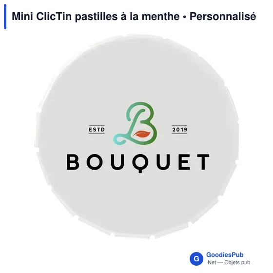 Boîte distributrice personnalisable Mini ClicTin pour pastilles à la mentheavec logo - Image 9