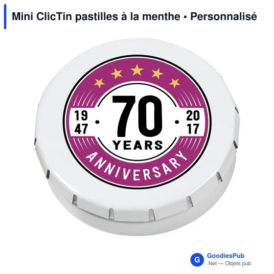Boîte distributrice personnalisable Mini ClicTin pour pastilles à la mentheavec logo - Image 10
