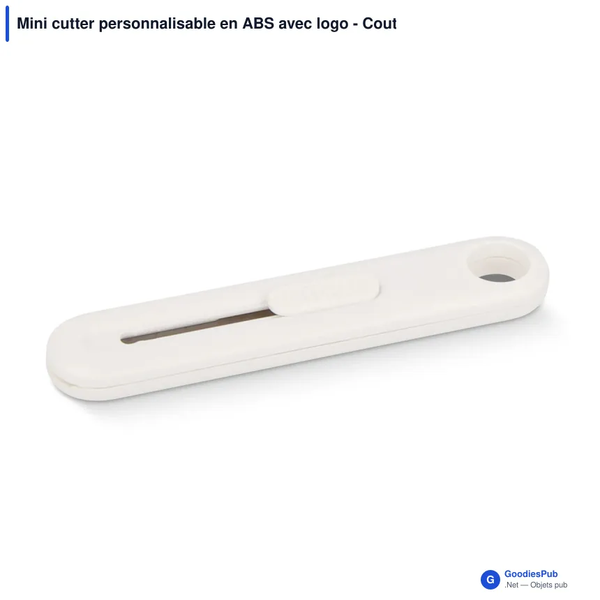 Mini cutter personnalisable en ABS avec logo - Couteau de bricolage blanc - Image 2