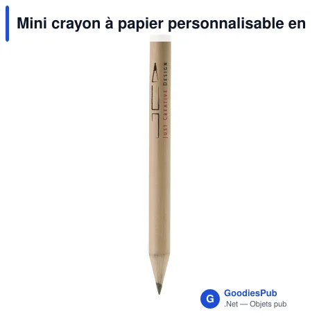 Mini crayon à papier personnalisable en bois FSC avec logo - 8,5 cm