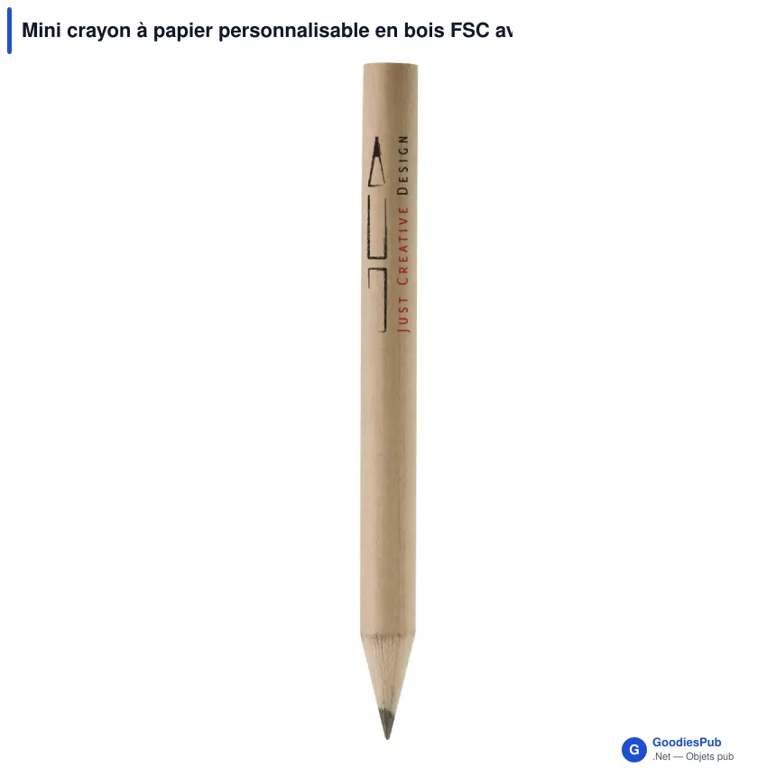 Mini crayon à papier personnalisable en bois FSC avec logo - 8,5 cm - Image 1