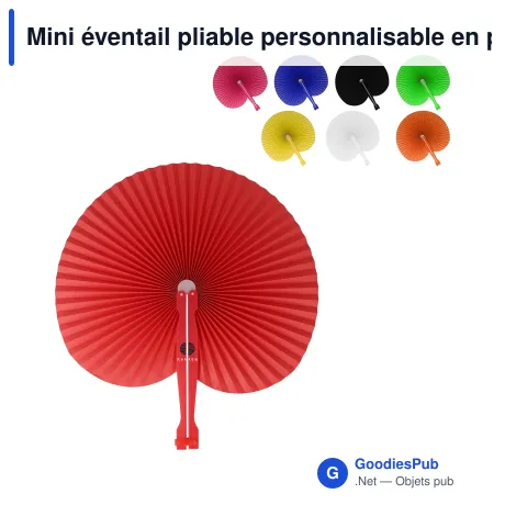 Mini éventail pliable personnalisable en plastique avec logo - 8 coloris