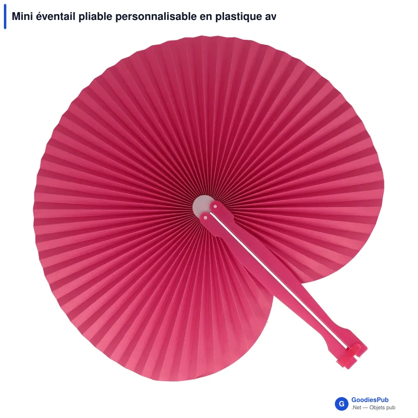 Mini éventail pliable personnalisable en plastique avec logo - 8 coloris - Image 2