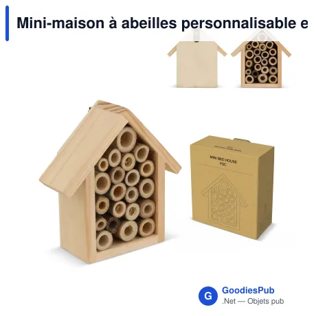 Mini-maison à abeilles personnalisable en bois certifié FSC avec logo - Bois