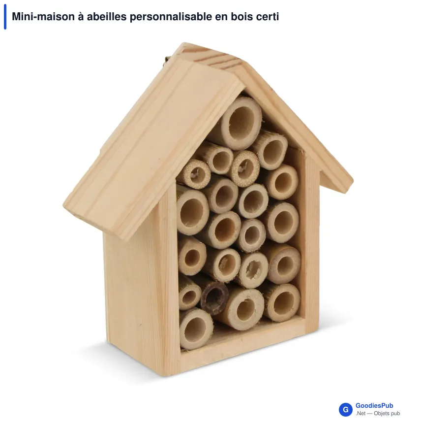 Mini-maison à abeilles personnalisable en bois certifié FSC avec logo - Bois - Image 2