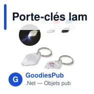Porte-clés lampe personnalisable en ABS et inox avec logo - Mini format - Miniature 1