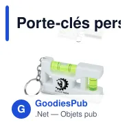 Porte-clés personnalisable niveau à bulle blanc avec logo - Mini Niveau - Miniature 1