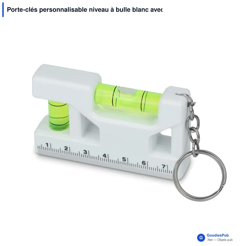 Porte-clés personnalisable niveau à bulle blanc avec logo - Mini Niveau - Image 2