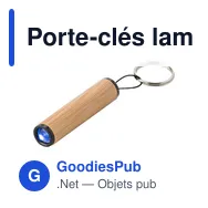 Porte-clés lampe personnalisable en bambou avec logo - Miniature 1