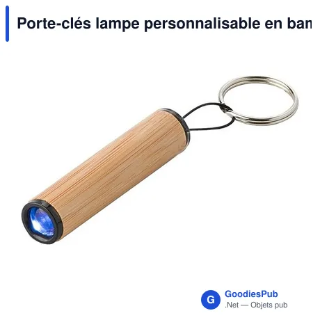 Porte-clés lampe personnalisable en bambou avec logo