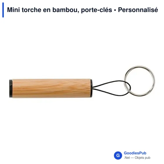 Porte-clés lampe personnalisable en bambou avec logo - Image 2