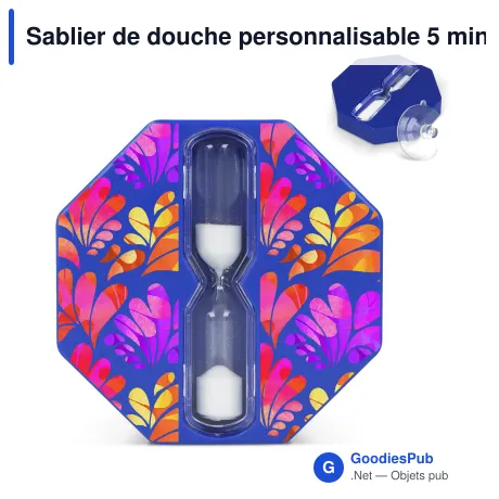 Sablier de douche personnalisable 5 minutes hexagonal avec logo - Hexagon