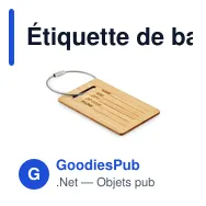 Étiquette de bagage personnalisable en bambou avec logo - Miniature 1
