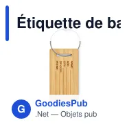 Étiquette de bagage personnalisable en bambou avec logo - Miniature 2