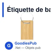Étiquette de bagage personnalisable en bambou avec logo - Miniature 3