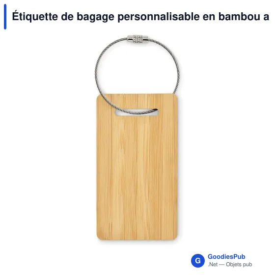 Étiquette de bagage personnalisable en bambou avec logo - Image 3