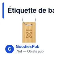Étiquette de bagage personnalisable en bambou avec logo - Miniature 4
