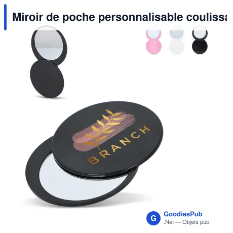 Miroir de poche personnalisable coulissant en ABS avec logo - Poise