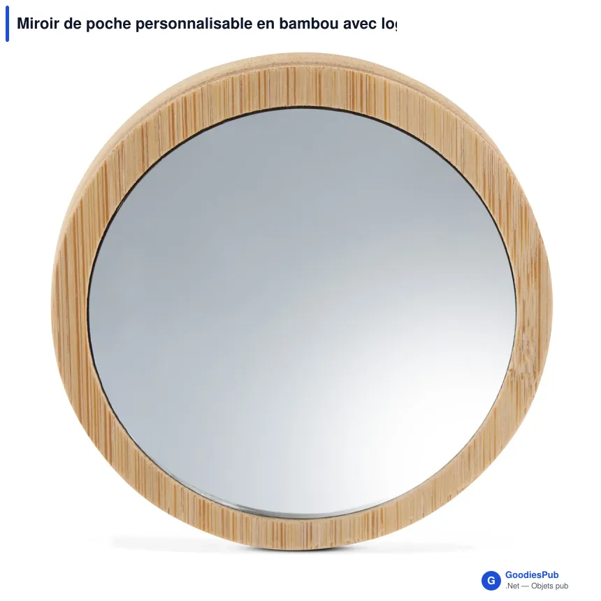 Miroir de poche personnalisable en bambou avec logo - Bambou naturel - Image 2