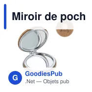 Miroir de poche personnalisable en liège avec logo - Liège naturel - Miniature 1