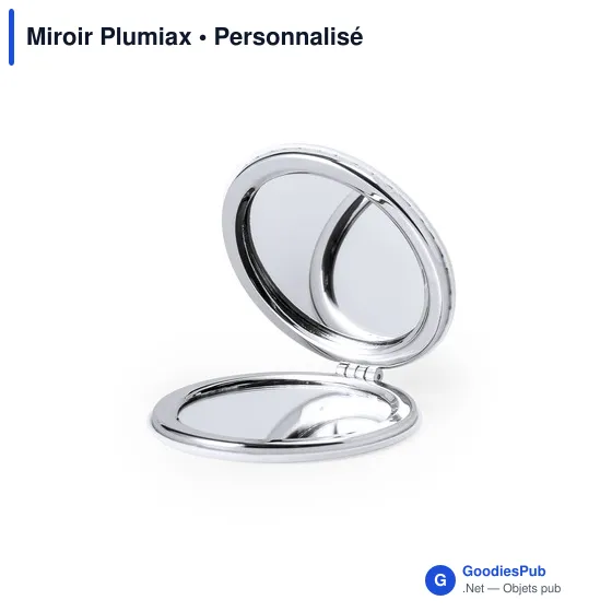 Miroir de poche personnalisable Plumiax avec logo - Image 1