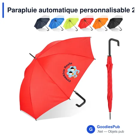 Parapluie automatique personnalisable 23 pouces en pongée avec logo - Mistralwood