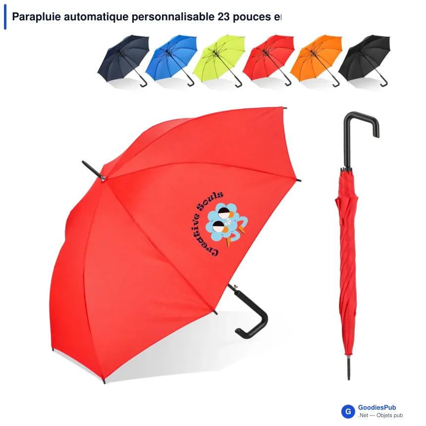 Parapluie automatique personnalisable 23 pouces en pongée avec logo - Mistralwood - Image 1
