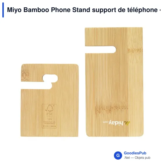 Support de téléphone personnalisable en bambou Miyo avec logo - Image 11