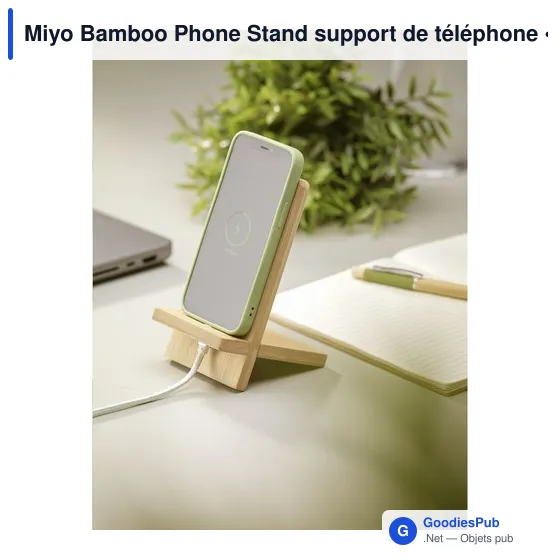Support de téléphone personnalisable en bambou Miyo avec logo - Image 12