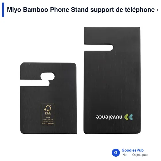 Support de téléphone personnalisable en bambou Miyo avec logo - Image 5