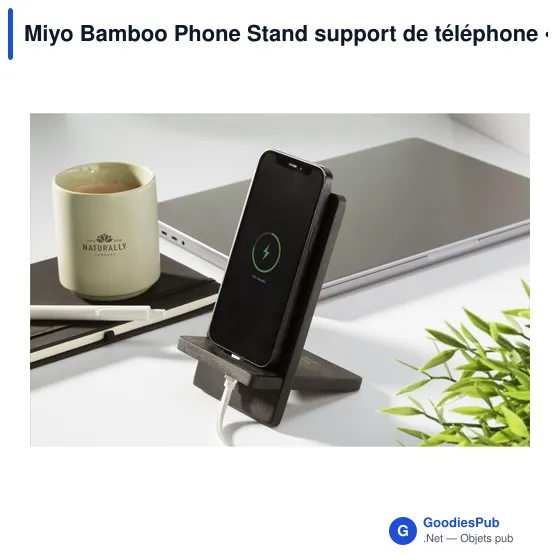 Support de téléphone personnalisable en bambou Miyo avec logo - Image 6