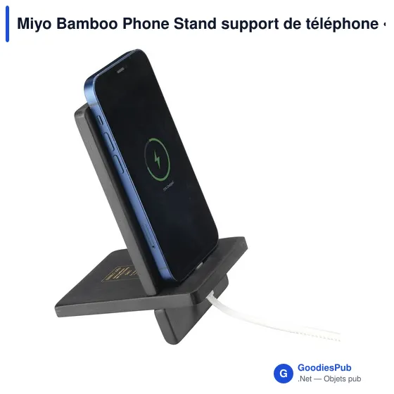 Support de téléphone personnalisable en bambou Miyo avec logo - Image 7
