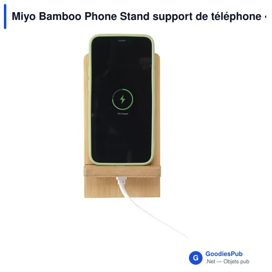 Support de téléphone personnalisable en bambou Miyo avec logo - Image 8