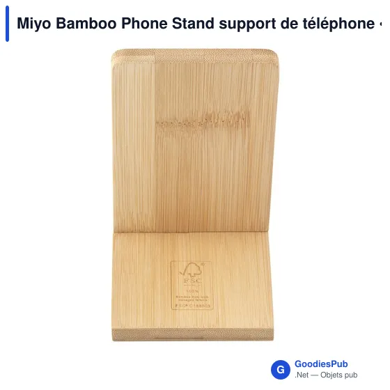 Support de téléphone personnalisable en bambou Miyo avec logo - Image 10