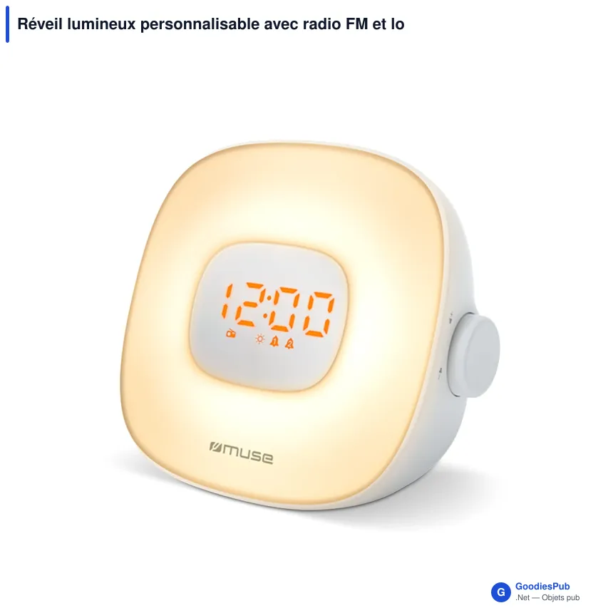 Réveil lumineux personnalisable avec radio FM et logo - Muse ML-198 - Image 2