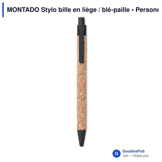MONTADO Stylo bille en liège / blé-paille - Image 1