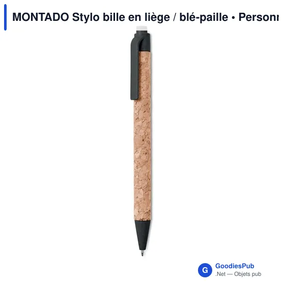 MONTADO Stylo bille en liège / blé-paille - Image 2