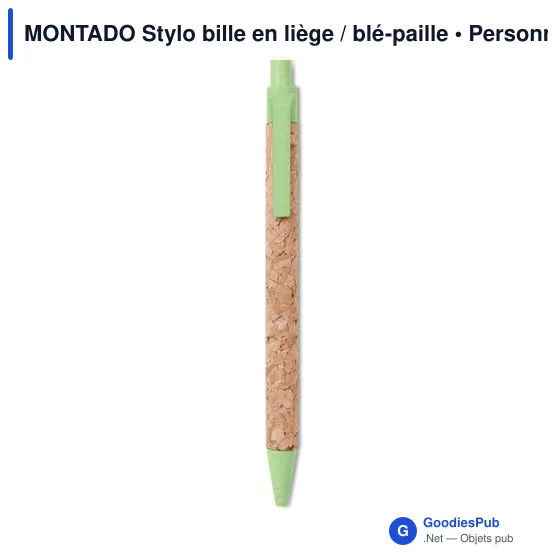 MONTADO Stylo bille en liège / blé-paille - Image 5
