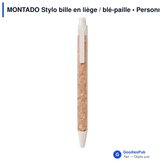 MONTADO Stylo bille en liège / blé-paille - Image 7