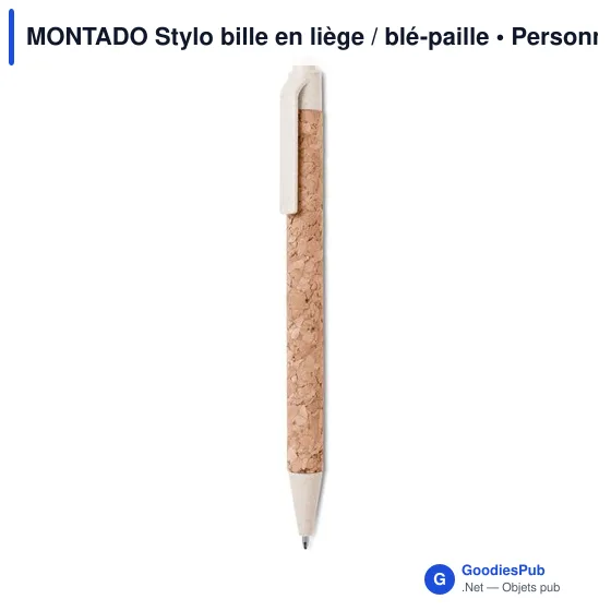 MONTADO Stylo bille en liège / blé-paille - Image 8