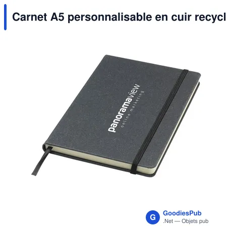 Carnet A5 personnalisable en cuir recyclé avec logo - Montana